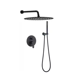Встраиваемый душевой комплект с верхним душем Berges Ventas 073004 черный матовый