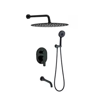 Встраиваемый душевой комплект с верхним душем Berges Ventas 073008 черный матовый