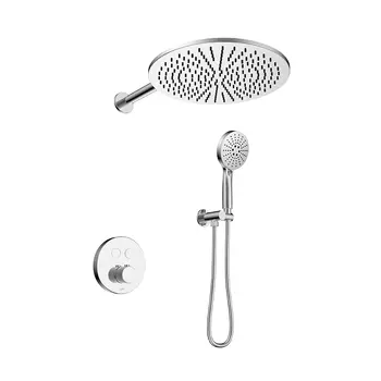 Встраиваемый душевой комплект с верхним душем Black&White 9301C хром, со смесителем и термостатом, без излива