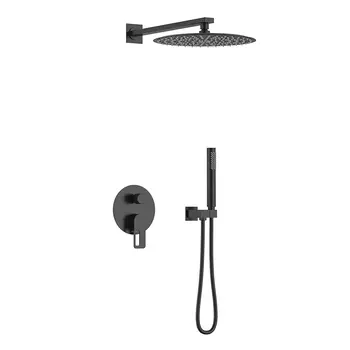 Встраиваемый душевой комплект с верхним душем Black&White 9105GM оружейная сталь, со смесителем, без излива