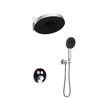 Встраиваемый душевой комплект с верхним душем Black&White 9401C хром, со смесителем и термостатом, без излива