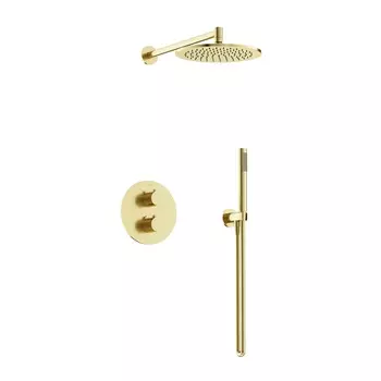 Встраиваемый душевой комплект Sancos Etna SC9010BG брашированное золото, со смесителем и термостатом, без излива