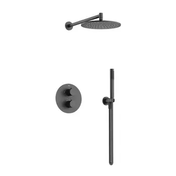 Встраиваемый душевой комплект Sancos Etna SC9010MB черный, со смесителем и термостатом, без излива