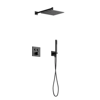 Встраиваемый душевой комплект Sancos Linn SC9022MB черный, со смесителем и термостатом, без излива