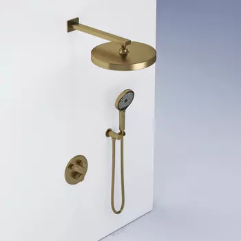 Встраиваемый душевой комплект Sancos Space SC3006BG брашированное золото, с термостатом