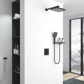 Встраиваемый душевой комплект Vincea VSFW-321MT1RMB с термостатом, черный