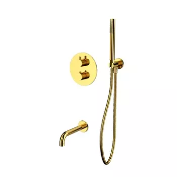 Встраиваемый душевой комплект Whitecross Y YSET10GL с термостатом и изливом, золото