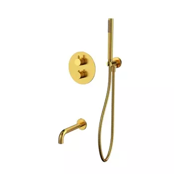 Встраиваемый душевой комплект Whitecross Y YSET10GLB с термостатом и изливом, брашированное золото