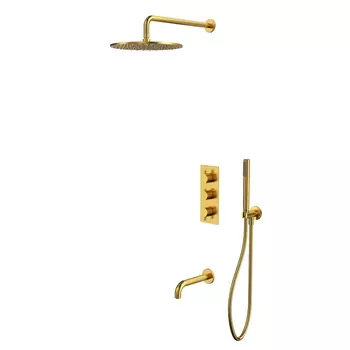 Встраиваемый душевой комплект Whitecross Y YSET11GLB с термостатом и изливом, брашированное золото