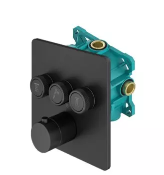 Встраиваемый смеситель для душа Plumberia Selection PSBOX KITPSB2903NO с термостатом, черный матовый