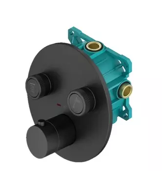 Встраиваемый смеситель для душа Plumberia Selection PSBOX KITPSB1902NO с термостатом, черный матовый