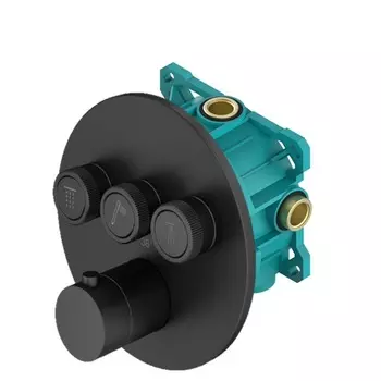 Встраиваемый смеситель для душа Plumberia Selection PSBOX KITPSB1903NO с термостатом, черный матовый