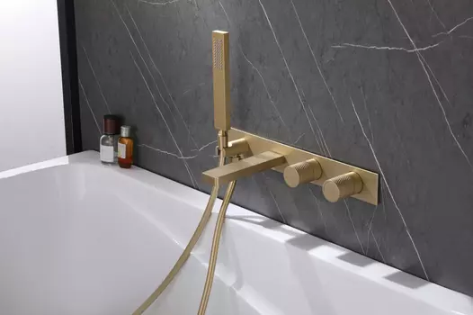 Встраиваемый смеситель для ванны Abber Rund AF8730G золото матовое