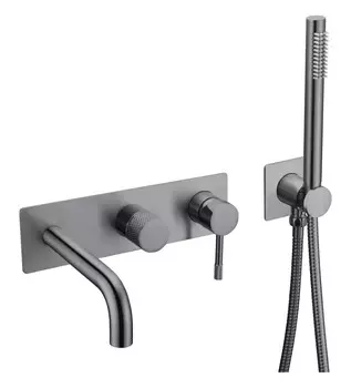 Встраиваемый смеситель для ванны и душа Boheme Uno 464-3-SGM графит глянцевый