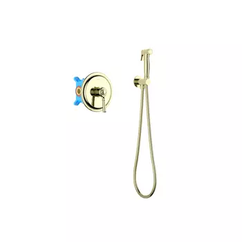 Встраиваемый смеситель с гигиеническим душем Aquatek Классик AQ1519PG золото