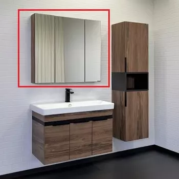 Зеркальный шкаф Comforty Соло 88 см 00-00010980 дуб темно-коричневый