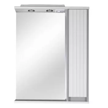 Зеркальный шкаф с подсветкой ASB-mebel Мирано 62 см 12258 слоновая кость, шиншилла серая