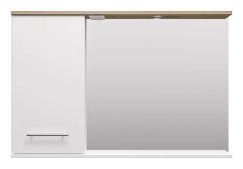 Зеркальный шкаф с подсветкой Misty Респект 118 см Э-Рес02120-1Л подвесной, белый, светлое дерево