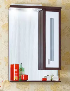 Зеркало со шкафчиком Бриклаер Бали 60 R венге/белый глянец