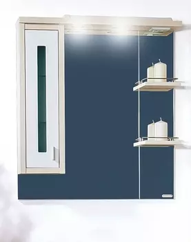 Зеркало со шкафчиком Бриклаер Бали 90 L светлая лиственница/белый глянец 4627125412035