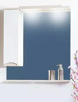 Зеркало со шкафчиком Бриклаер Токио 80 L светлая лиственница/белый глянец