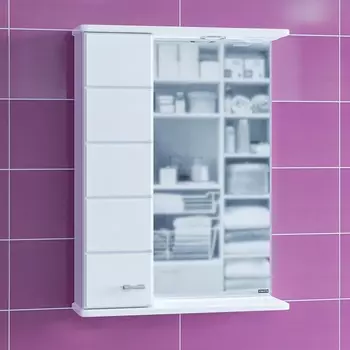 Зеркало со шкафчиком СанТа Омега 60х75 107003 с подсветкой, левый