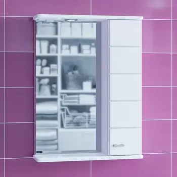 Зеркало со шкафчиком СанТа Омега 60х75 107004 с подсветкой, правый