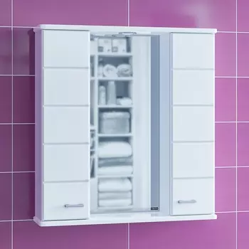 Зеркало со шкафчиком СанТа Омега 76х76 107005 с подсветкой