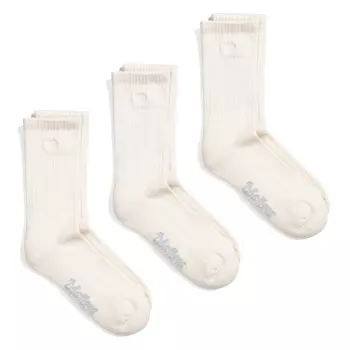 Комплект №6 Носки утепленные белые с вышивкой 3 пары