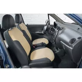 Чехлы Почин Daewoo Matiz экокожа перфорация черно-бежевые