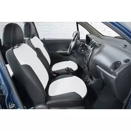 Чехлы Почин Daewoo Matiz экокожа перфорация черно-белые
