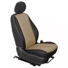 Чехлы Почин Hyundai Solaris/Kia Rio 2017 экокожа черно-бежевые