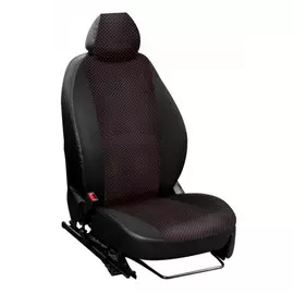 Чехлы Почин "Лима" Лада Веста жаккард- пунктиры черно-красные