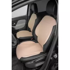 Чехлы Почин Renault Logan II экокожа черно-бежевые