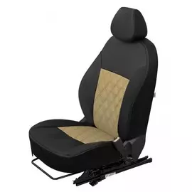 Чехлы Почин "Ромб двойной" Chevrolet Lacetti/Daewoo Gentra с 2013 экокожа черно-бежевые
