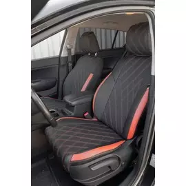 Чехлы Почин "Ромб двойной" Hyundai Tucson 2016/Kia Sportage экокожа перфорация черно-красные