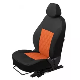 Чехлы Почин "Ромб двойной" Mitsubishi Outlander III рест. экокожа черно-оранжевые