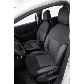 Чехлы Почин "Ромб двойной УСПЕХ" Lada X-RAY экокожа перфорация черно-серые