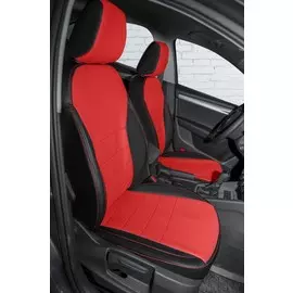 Чехлы Почин Skoda Octavia A7 экокожа черно-красные