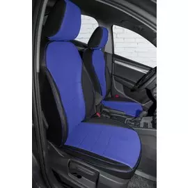 Чехлы Почин Skoda Octavia A7 экокожа перфорация черно-синие