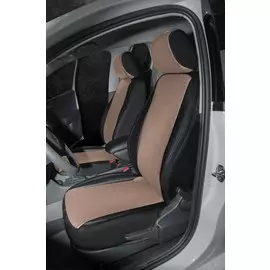 Чехлы Почин Skoda Rapid экокожа черно-бежевые