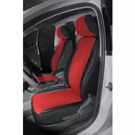 Чехлы Почин Skoda Rapid экокожа перфорация черно-красные