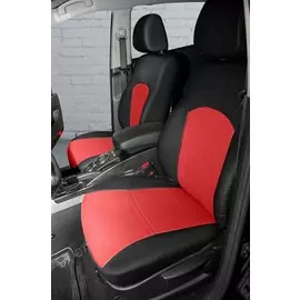 Чехлы Почин Ssang Yong Actyon экокожа перфорация черно-красные