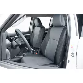 Чехлы Почин Toyota HILUX 8 поколение экокожа перфорация черно-серые