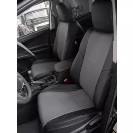 Чехлы Почин Toyota RAV-4 экокожа черно-серые