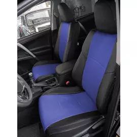 Чехлы Почин Toyota RAV-4 экокожа черно-синие