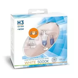 Галогенная лампа SVS White 5000K H3 12V 55W Ver.2.0 (2 шт)