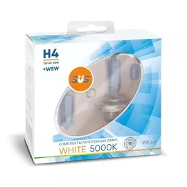 Галогенная лампа SVS White 5000K H4 12V 60/55W Ver.2.0 (2 шт)