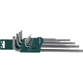 Комплект угловых ключей Jonnesway H08S110S TORX с центрированным штифтом Extra Long Т9-Т50 10 предметов