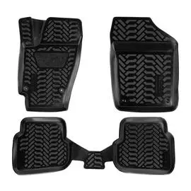 Коврики салона Airline (3D с подпятником) VW Polo SD (10-) (крепеж) высокий борт полимер черные 4 шт